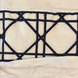 Williams-Sonoma King sheet White and Black Geometric embroidered